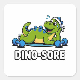 Dino Sore Gym Gewichte stemmen Fitness Workout Quadratischer Aufkleber