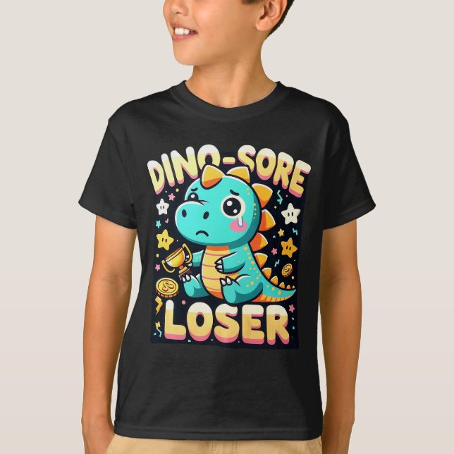 "Dino-Sore Loser" für Kinder - Sad Dinosaur Design T-Shirt (Vorderseite)