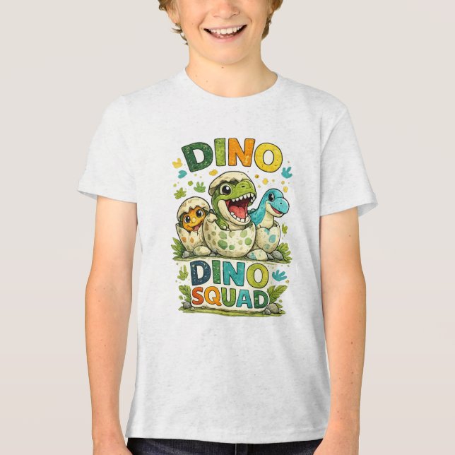 Dino Squad Jungtiere Tri-Blend Shirt (Vorderseite)