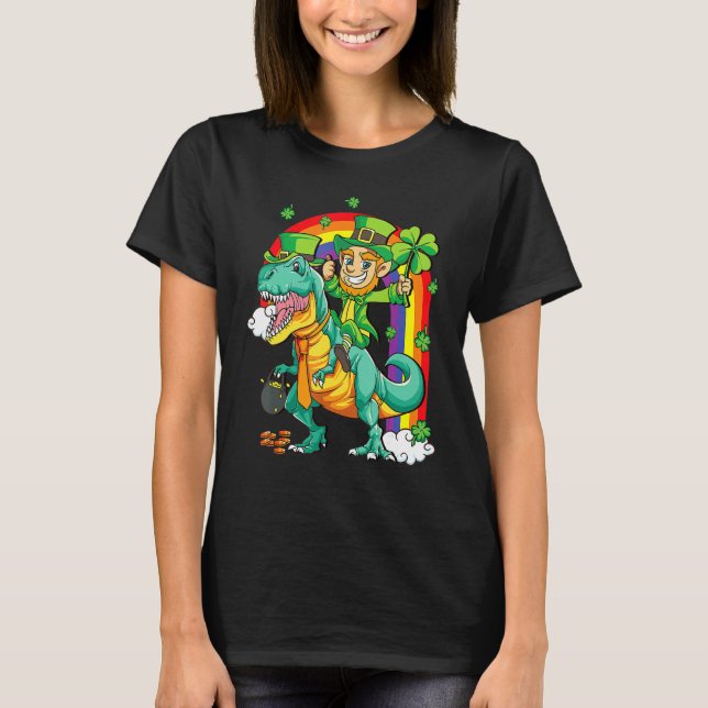 Dino St. Patrick's Day-Shirt Kleinkind Jungen Mädc T-Shirt (Vorderseite)