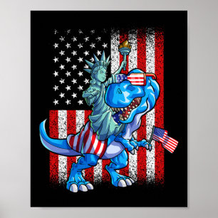 Dino Statue Of Liberty 4. Juli Shirt Jungen Amer Poster