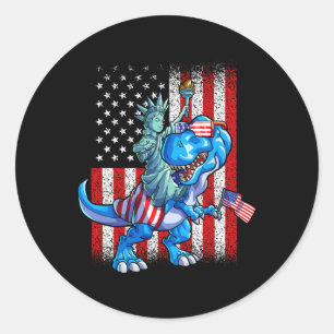 Dino Statue Of Liberty 4. Juli Shirt Jungen Amer Runder Aufkleber