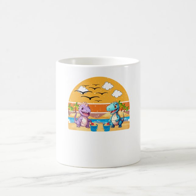 Dino-Strandleben Kaffeetasse (Mittel)
