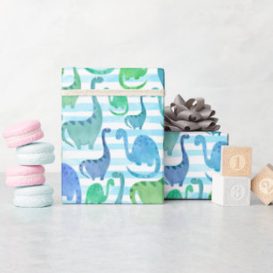 Dino Stripe Wasserfarbe Dinosaurier Adorable Geschenkpapier