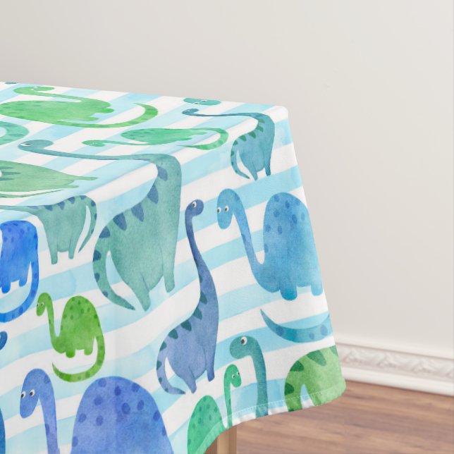 Dino Stripe Wasserfarbe Dinosaurier Adorable Tischdecke (Beispiel)