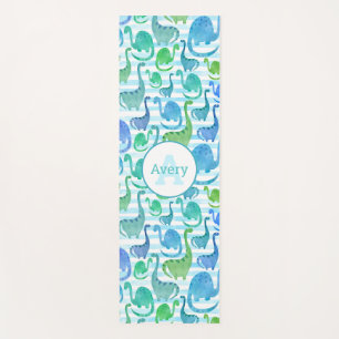 Dino Stripe Wasserfarbe Dinosaurier Personalisiert Yogamatte