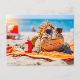 Dino Sunbaden am Strand Feiertagspostkarte