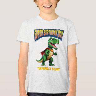 Dino Super Geburtstags-T-Shirt für Jungen (editier Tri-Blend Shirt