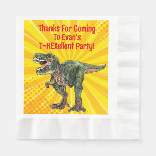Dino T-Rex Dinosaur Funny Birthday Boy Yellow Serviette