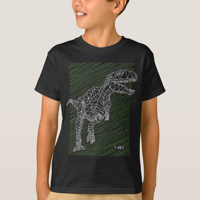 Dino: T-Rex-Illustrationslinien T-Shirt (Vorderseite)