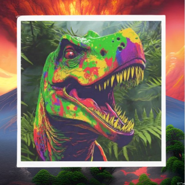 Dino T Rex Jungle Happy Serviette (Bring your dream party to life with our selection of quality Dinosaur themed party supplies)