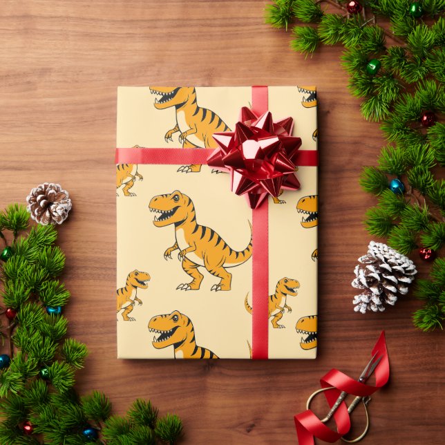 dino-t-rex-Muster Geschenkpapier (Feiertagsgeschenk)