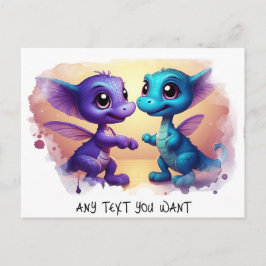 *~* Dino Tanz AP48 FOTO Einladender Drache Postkar Postkarte