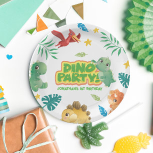 Dino Theme Niedlich Dinosaur 1. Geburtstag Party Pappteller