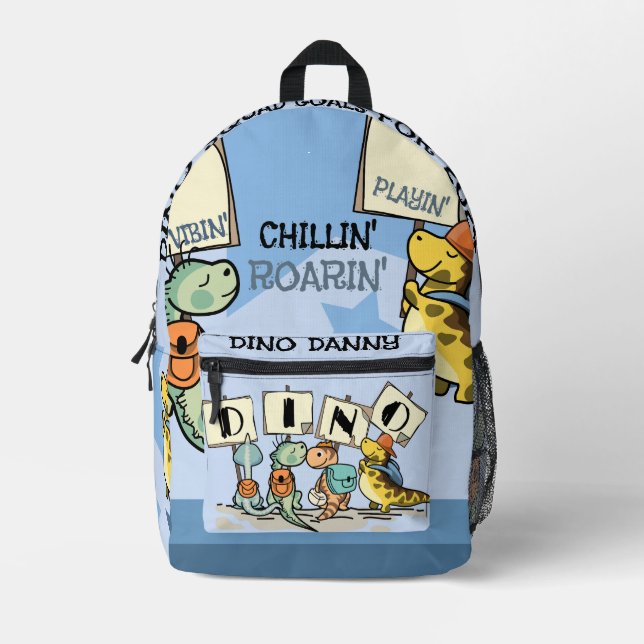 Dino-Themed Cool Vibes & Fun 2024 Bedruckter Rucksack (Vorderseite)
