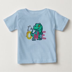 Dino TRex ich bin 1 Geburtstag Jungen EINS Zurück  Baby T-shirt