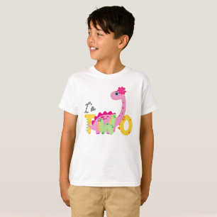 Dino TRex ich bin 2 Geburtstagsjungen zwei Zurück  T-Shirt
