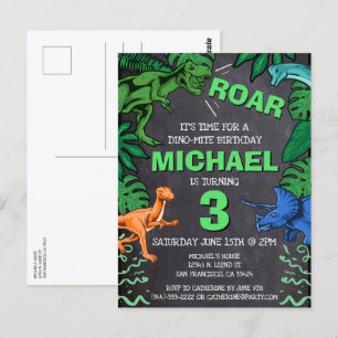Dino Trex Jurassic Boy Dinosaur Birthday Postkarte