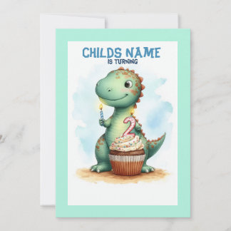 Dino Turning 2 Geburtstag Einladung
