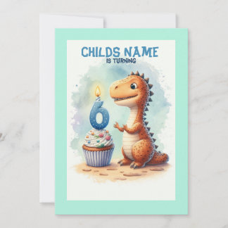 Dino Turning 6 Geburtstag Einladung
