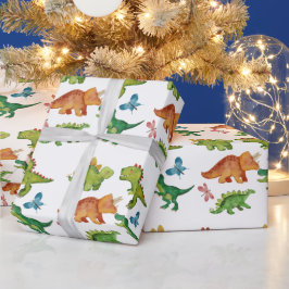 Dino Two rex 2nd boy Dinosaur birthday party Geschenkpapier