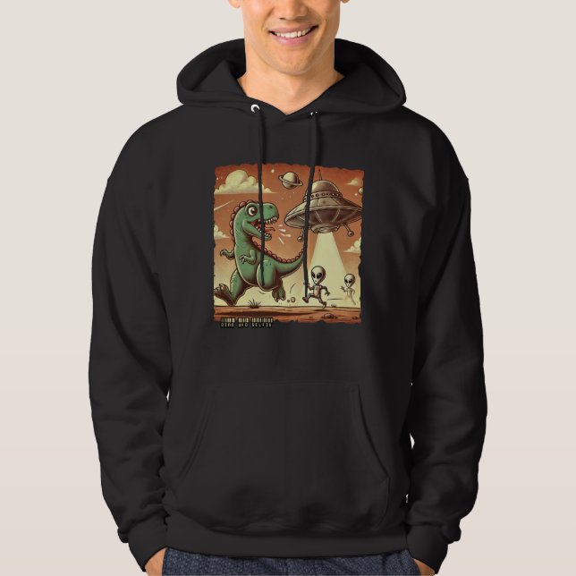 Dino UFO Selfie: Vintage Panik (Men Hoodie) Hoodie (Vorderseite)