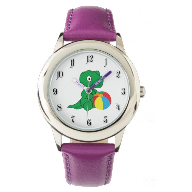 Dino und Ball Armbanduhr (Vorderseite)