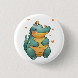 Dino und kleine Vogelfreunde Button