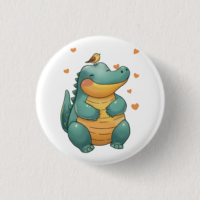 Dino und kleine Vogelfreunde Button (Vorderseite)
