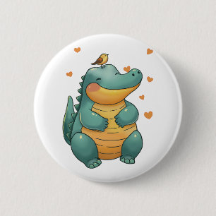 Dino und kleine Vogelfreunde Button