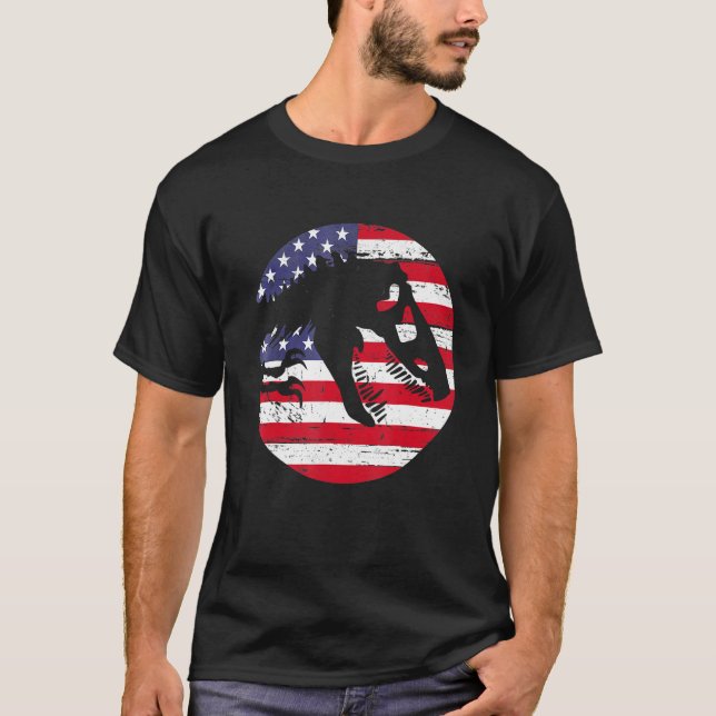 Dino USA Flag Patriotic Dinosaur Rex 4th Of July T-Shirt (Vorderseite)