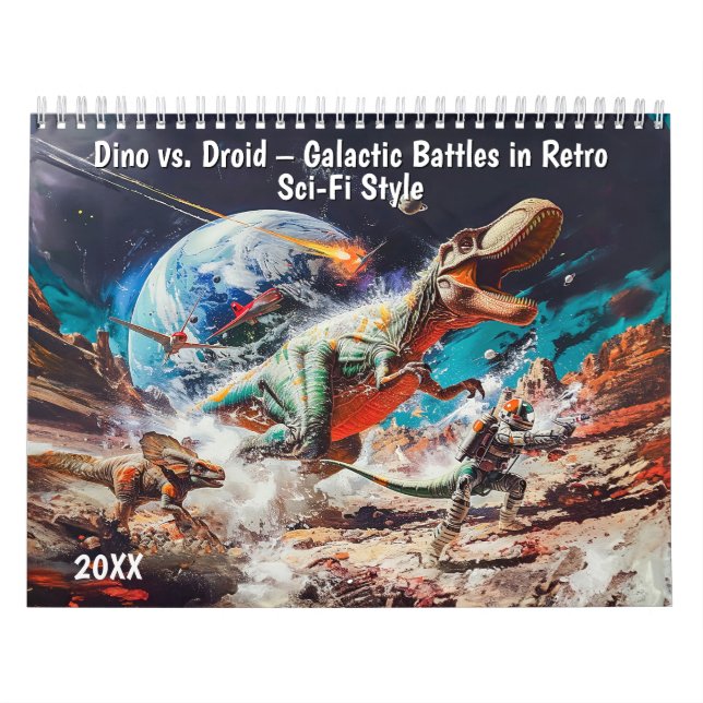 Dino vs. Droid – Galactic Battles in Retro Sci-Fi  Kalender (Titelbild)