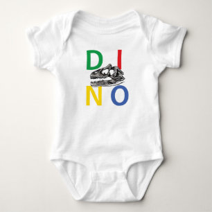 DINO - White Baby Jersey Bodysuit Strampler