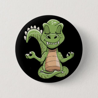 Dino Yoga Dinosaurier Drache meditierender T-Rex Y Button