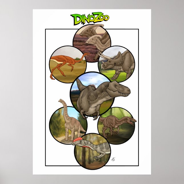 Dino Zoo: Dinosaurier Collage #2 Poster (Vorne)