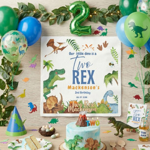Dino Zwei Rex 2. Junge Dinosaurier Geburtstagsfeie Serviette