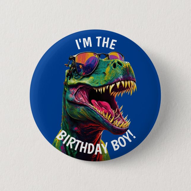 Dinoasur Cool T Rex BIRTHDAY Boy Button (Vorderseite)