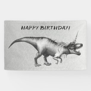 Dinocorn Chrome   Silver Unicorn Horned Dinosaurie Banner