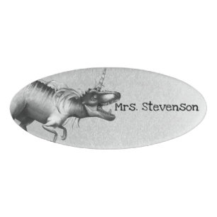 Dinocorn Chrome Silver Unicorn Horned Dinosaurie Namenschild