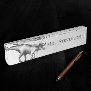 Dinocorn Chrome   Unicorn Horned Dinosaur Lehrer Namensplakette