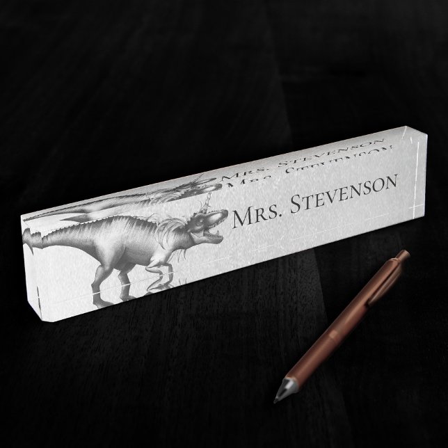 Dinocorn Chrome | Unicorn Horned Dinosaur Lehrer Namensplakette (Von Creator hochgeladen)