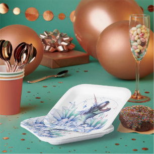 Dinocorn Crystal   Unicorn Dinosaur Mystical Party Pappteller