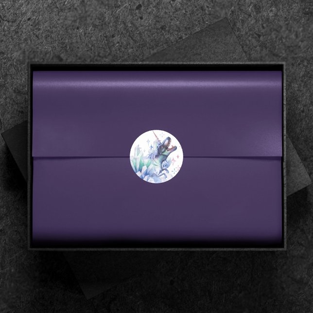 Dinocorn Crystal | Unicorn Dinosaur Mystical Party Runder Aufkleber (Von Creator hochgeladen)