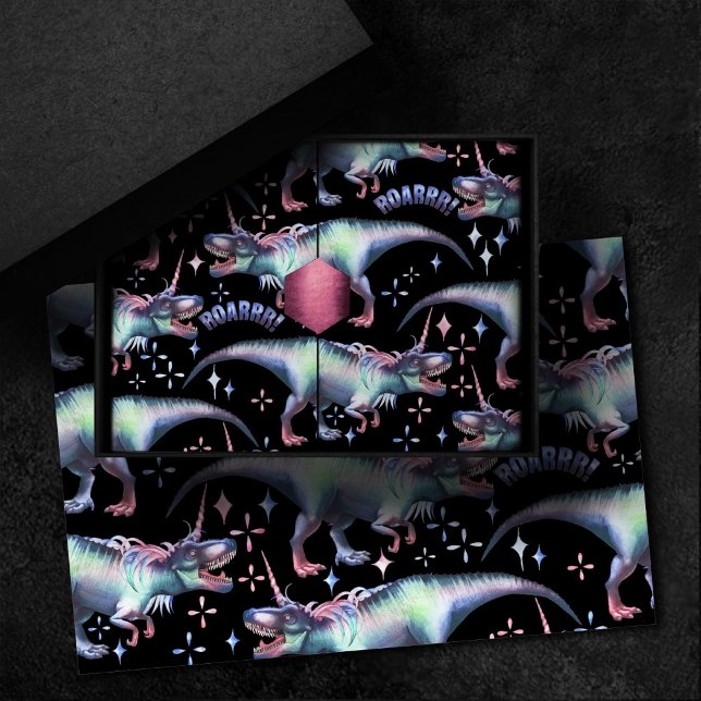 Dinocorn Muster | Farbenfroh Dinosaur Unicorn Horn Seidenpapier (Von Creator hochgeladen)