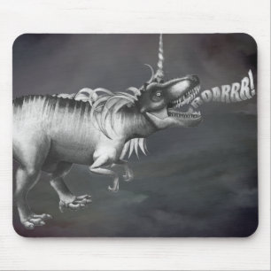 Dinocorn Roar Silver Monochrome Minimal Wordart Mousepad