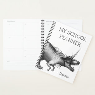 Dinocorn Silver Chrome Unicorn Dinosaur School Planer