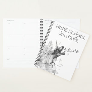Dinocorn Silver Unicorn Dinosaur Homeschool Planer
