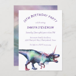 Dinocorn Watercolor | Unicorn Dinosaur Geburtstag Einladung