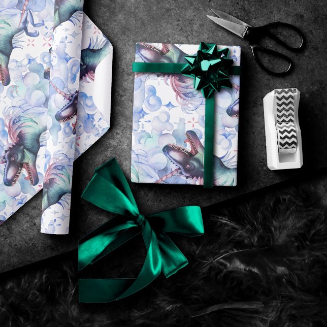 Dinocorn Wolken | Mystical Unicorn Horned Dinosaur Geschenkpapier (Von Creator hochgeladen)