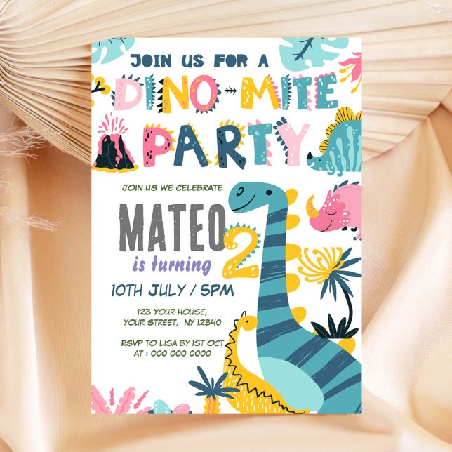 Dinomite 2. Geburtstagsfeier Party Einladung (Von Creator hochgeladen)